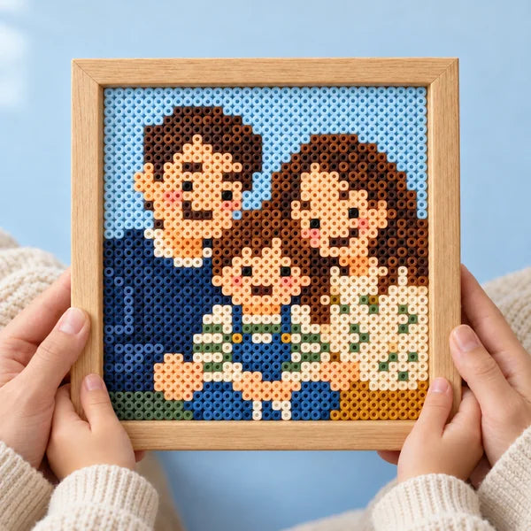 Creative example of a family portrait made from fuse beads