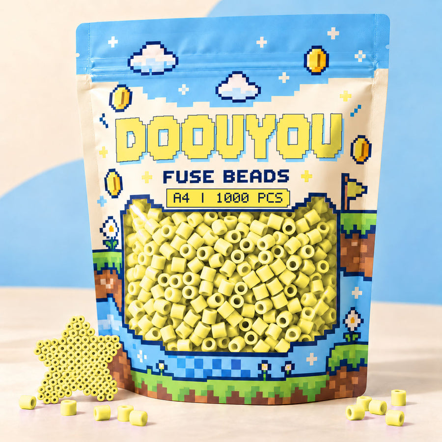 DOOUYOU A4 refill fuse beads, 1000 beads per bag; illustrative packaging preview.