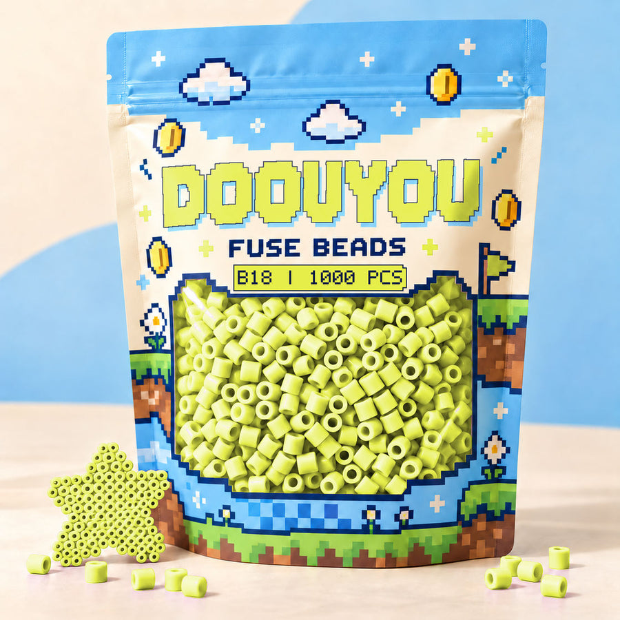 DOOUYOU B18 refill fuse beads, 1000 beads per bag; illustrative packaging preview.