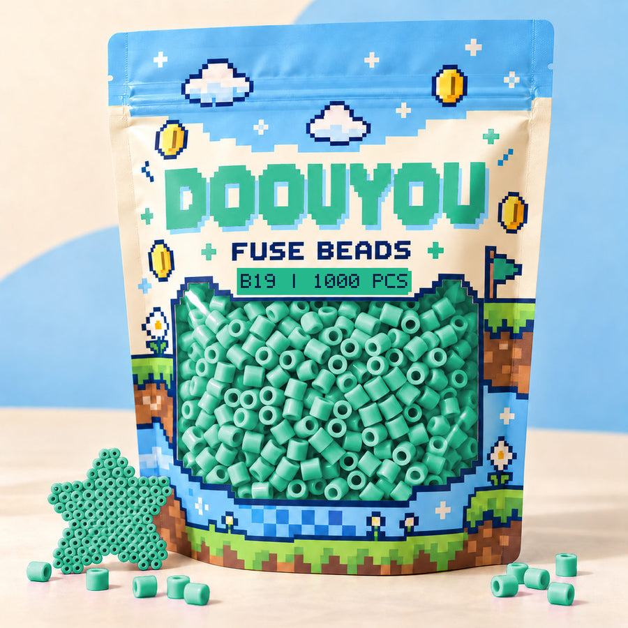DOOUYOU B19 refill fuse beads, 1000 beads per bag; illustrative packaging preview.