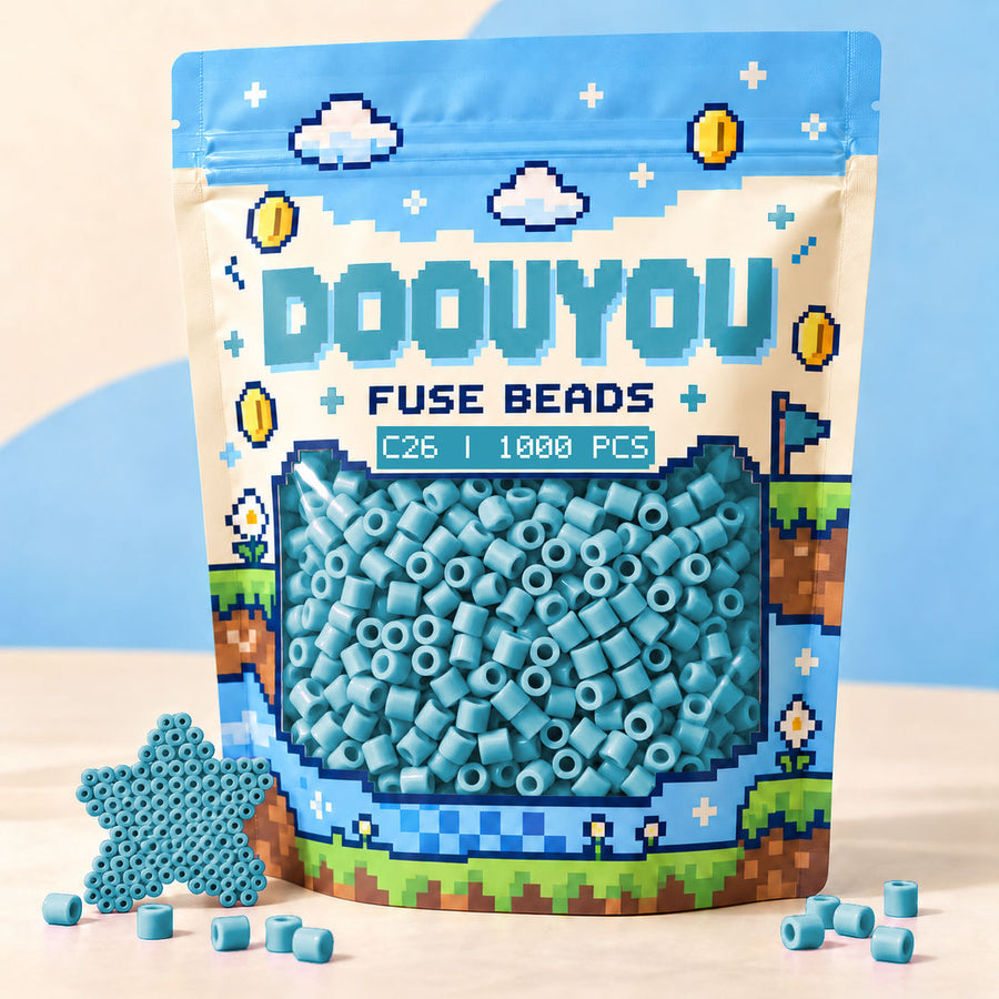 DOOUYOU C26 refill fuse beads, 1000 beads per bag; illustrative packaging preview.