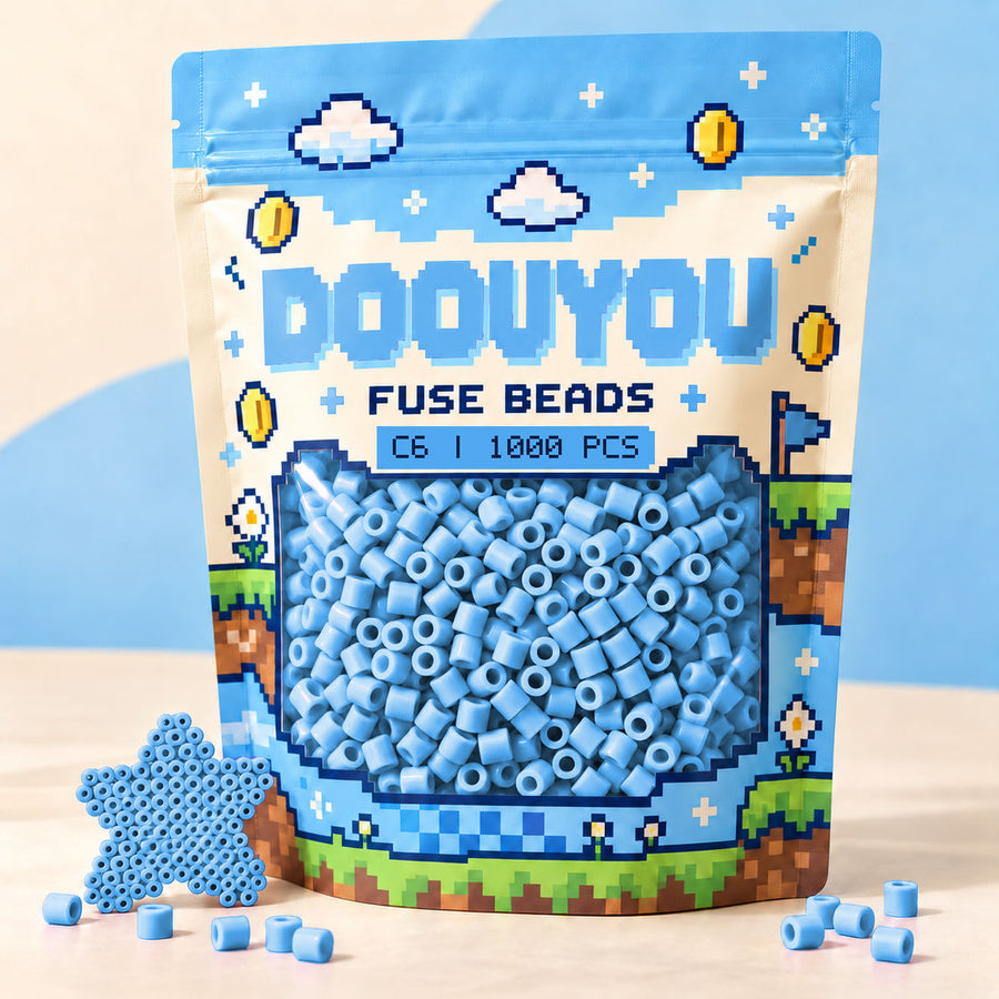 DOOUYOU C6 refill fuse beads, 1000 beads per bag; illustrative packaging preview.
