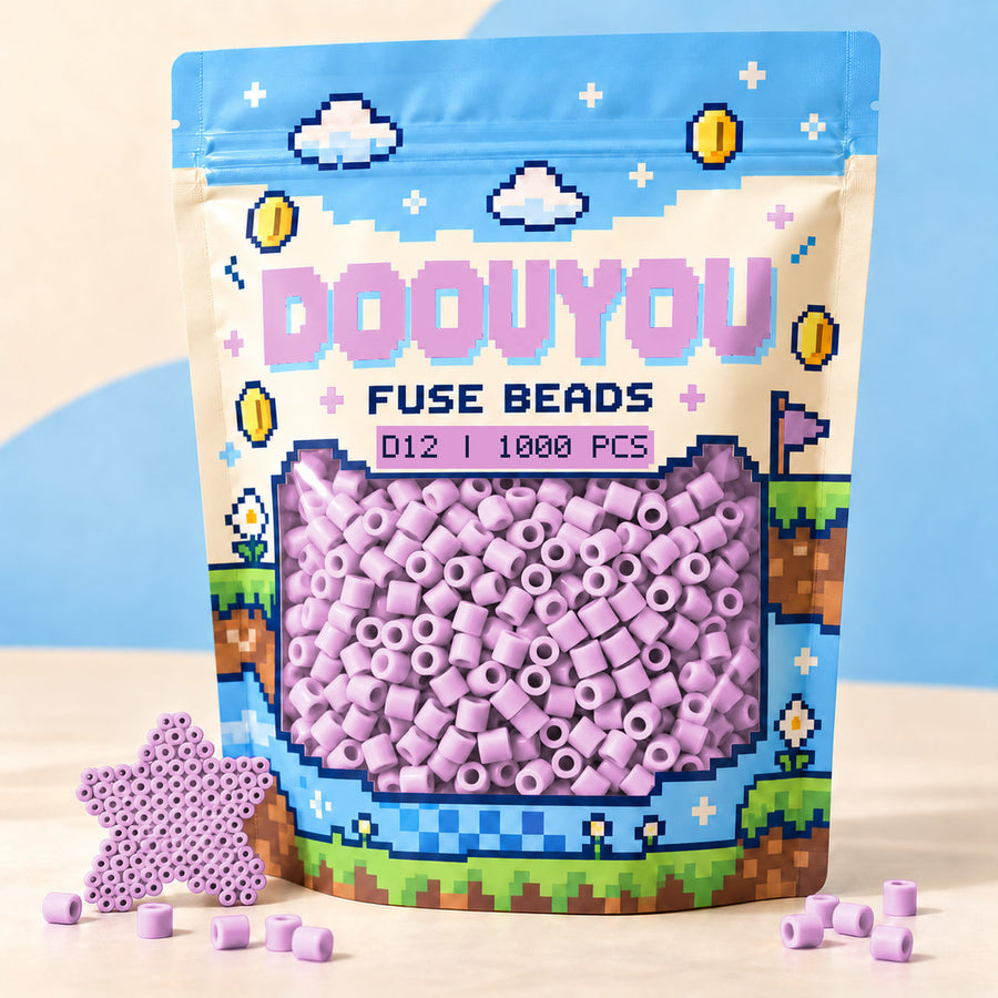 DOOUYOU D12 refill fuse beads, 1000 beads per bag; illustrative packaging preview.