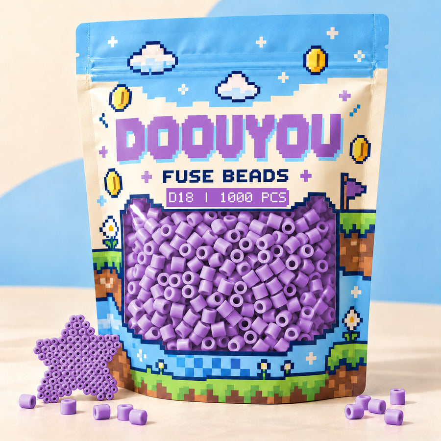 DOOUYOU D18 refill fuse beads, 1000 beads per bag; illustrative packaging preview.