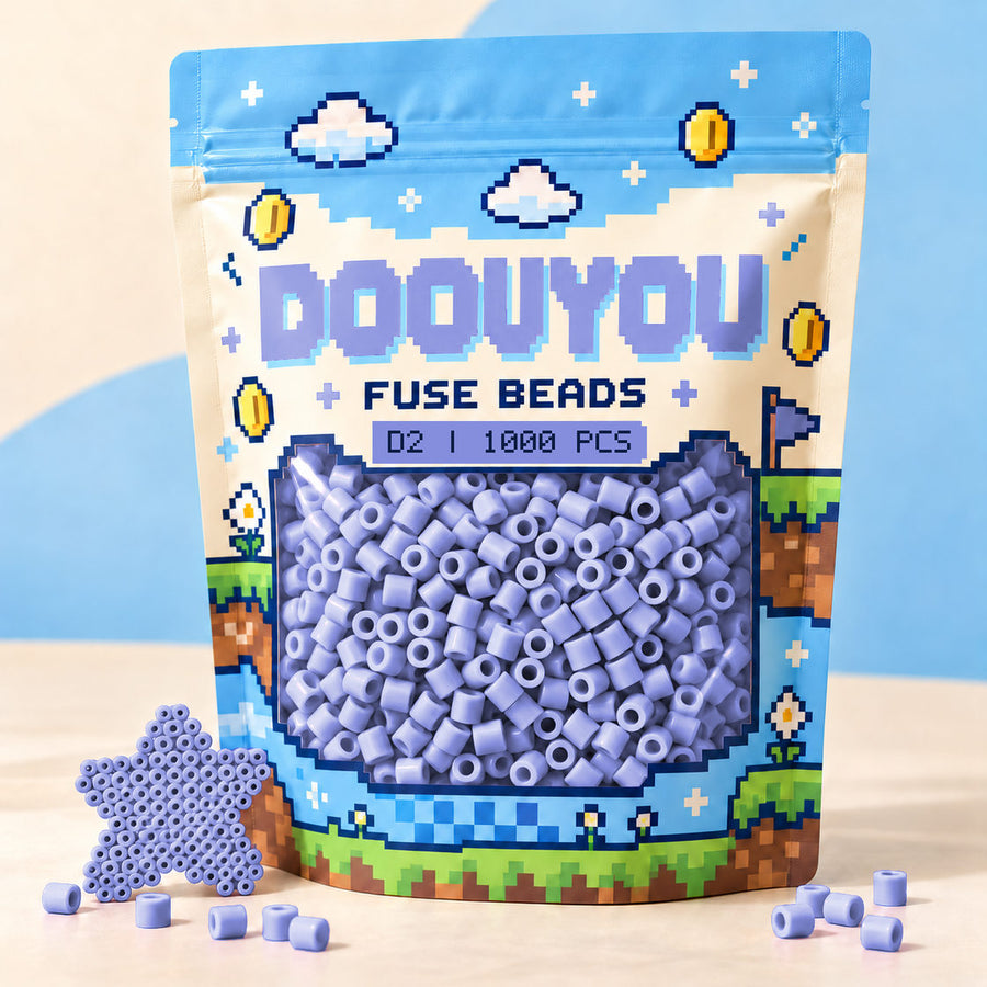 DOOUYOU D2 refill fuse beads, 1000 beads per bag; illustrative packaging preview.