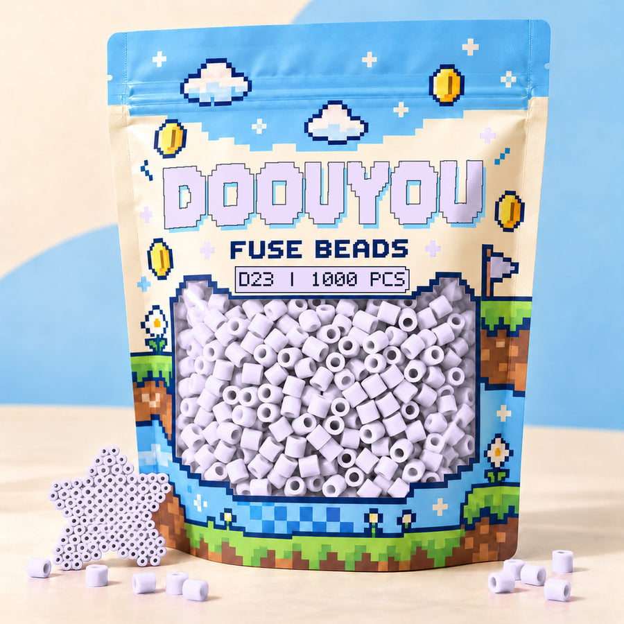 DOOUYOU D23 refill fuse beads, 1000 beads per bag; illustrative packaging preview.