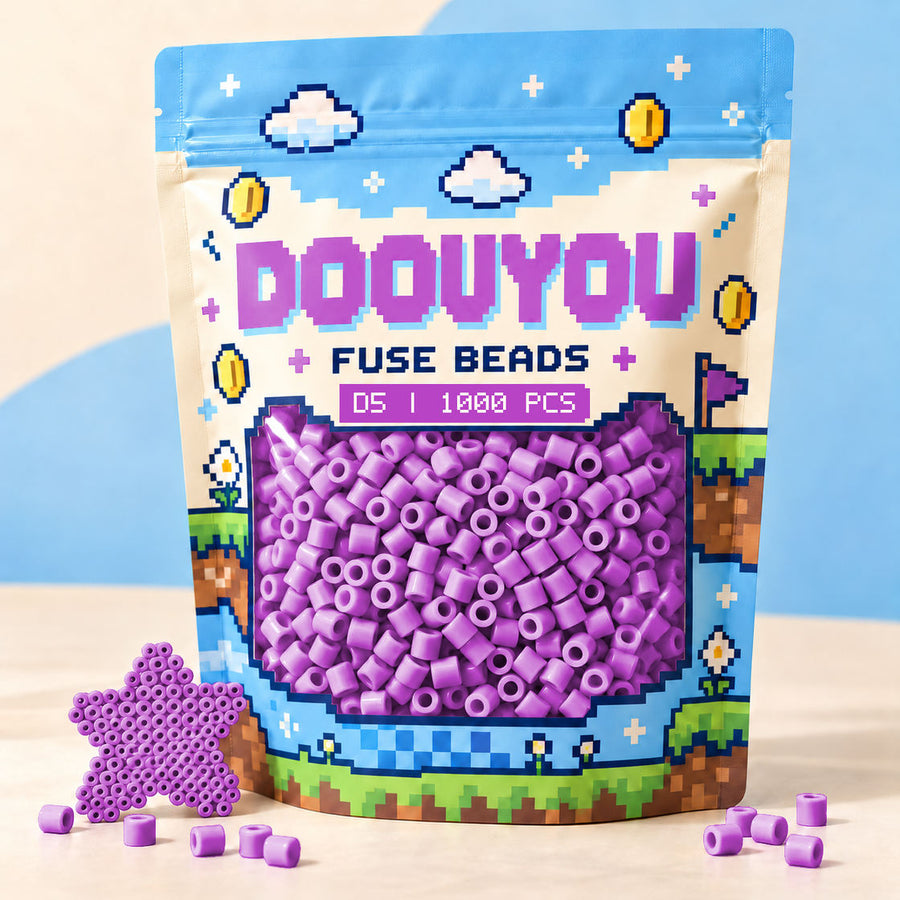 DOOUYOU D5 refill fuse beads, 1000 beads per bag; illustrative packaging preview.