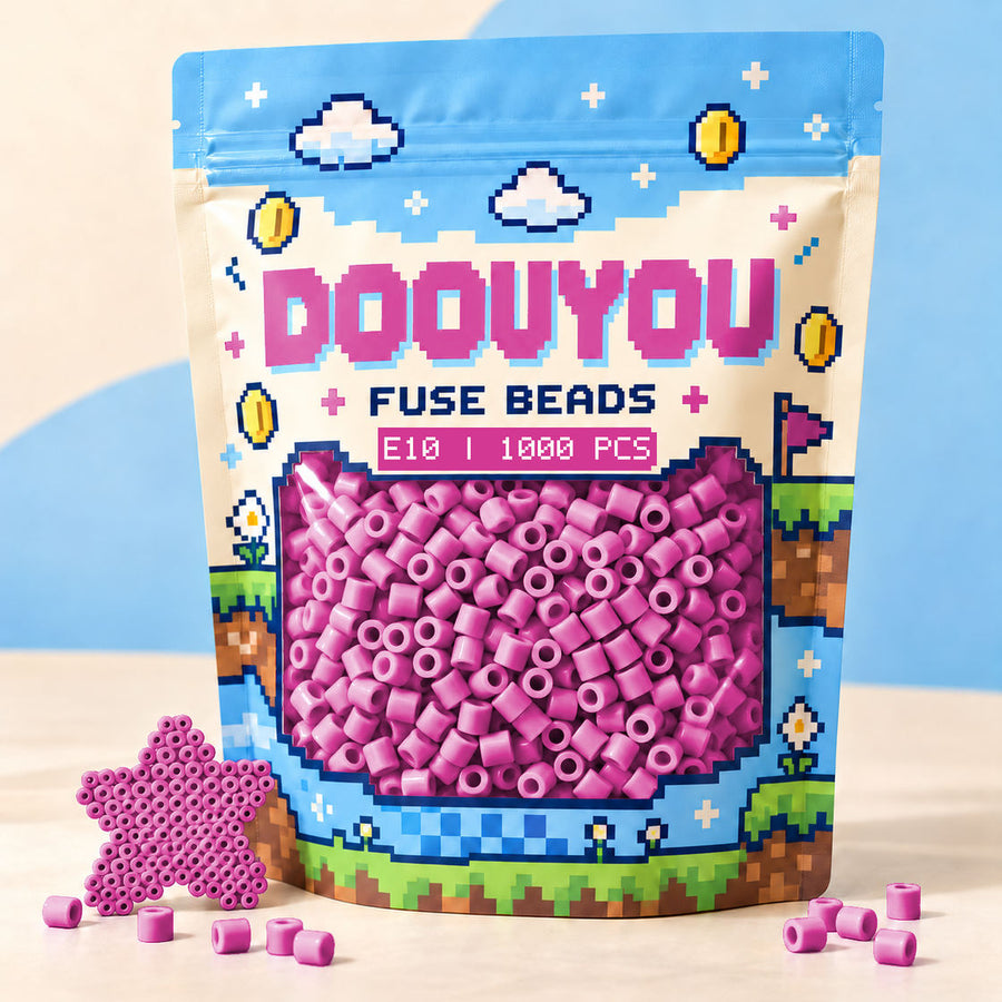DOOUYOU E10 refill fuse beads, 1000 beads per bag; illustrative packaging preview.
