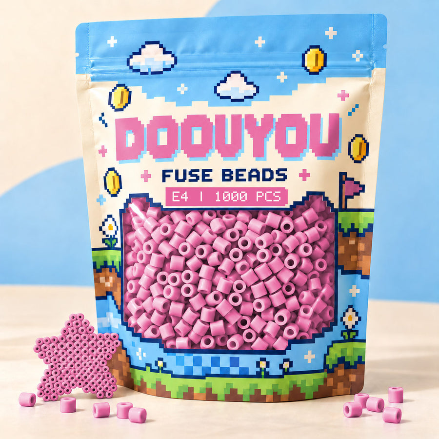 DOOUYOU E4 refill fuse beads, 1000 beads per bag; illustrative packaging preview.