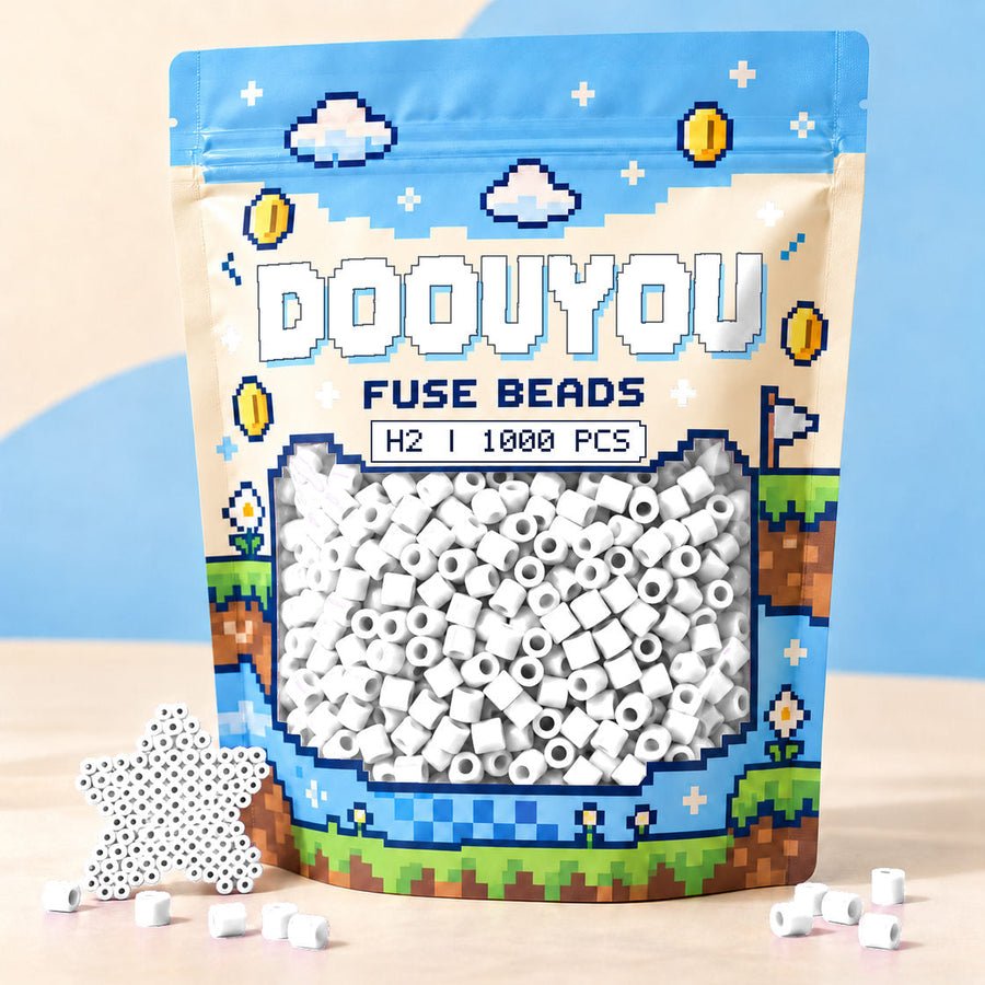 DOOUYOU H2 refill fuse beads, 1000 beads per bag; illustrative packaging preview.