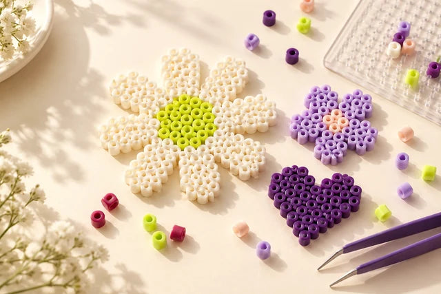 Fuse bead flower and heart craft inspiration